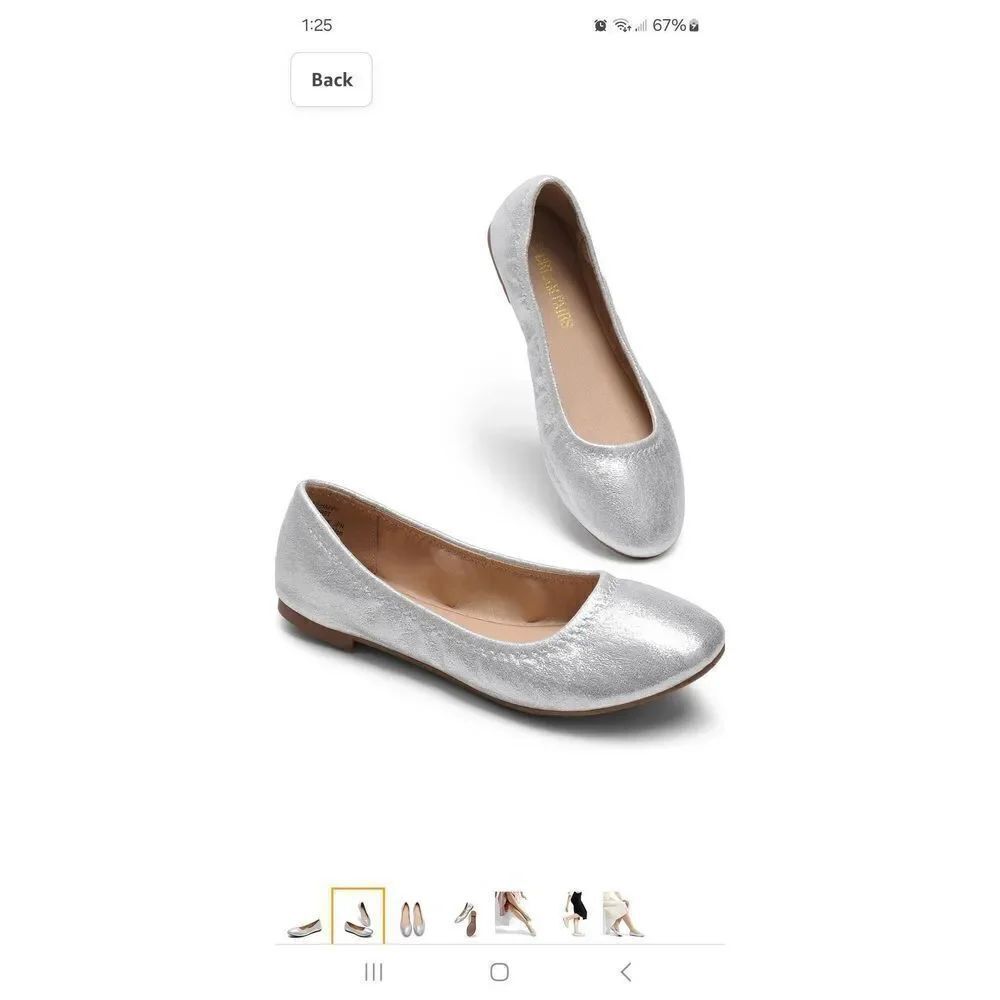 New 6.5 Dream Pairs Silver Sole Happy Ballerina Flat Walking Shoes Runs Small